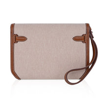 Load image into Gallery viewer, Kelly Depeches 25 Pouch Toile &amp; Fauve Barenia Trim with Palladium Hardware