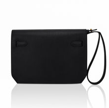 Load image into Gallery viewer, Kelly Depeches 25 Pouch Black Galop D’Leather with Gold Hardware