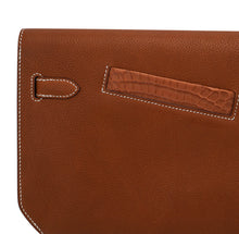 Load image into Gallery viewer, Kelly Depeches Touch Pouch 25 Bag Fauve Barenia Faubourg Leather and Gold Matte Alligator with Palladium Hardware