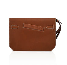 Load image into Gallery viewer, Kelly Depeches Touch Pouch 25 Bag Fauve Barenia Faubourg Leather and Gold Matte Alligator with Palladium Hardware