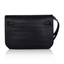 Load image into Gallery viewer, Kelly Depeches 25 Pouch Black Matte Alligator Gold Hardware New