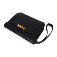 Load image into Gallery viewer, Kelly Depeches 25 Pouch Black Matte Alligator Gold Hardware New