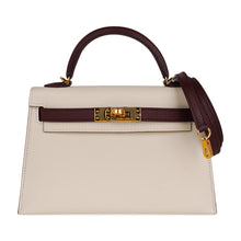 Load image into Gallery viewer, Special Order HSS Mini Kelly 20 Sellier Bag Nata &amp; Bordeaux Epsom Leather with Gold Hardware