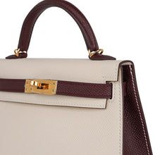 Load image into Gallery viewer, Special Order HSS Mini Kelly 20 Sellier Bag Nata &amp; Bordeaux Epsom Leather with Gold Hardware