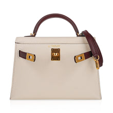 Load image into Gallery viewer, Special Order HSS Mini Kelly 20 Sellier Bag Nata &amp; Bordeaux Epsom Leather with Gold Hardware