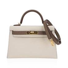 Load image into Gallery viewer, Special Order HSS Mini Kelly 20 Bag Sellier Craie &amp; Etoupe Epsom Leather with Gold Hardware