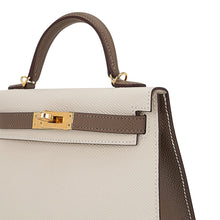 Load image into Gallery viewer, Special Order HSS Mini Kelly 20 Bag Sellier Craie &amp; Etoupe Epsom Leather with Gold Hardware