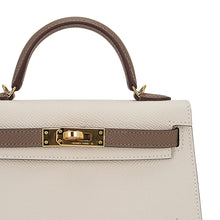 Load image into Gallery viewer, Special Order HSS Mini Kelly 20 Bag Sellier Craie &amp; Etoupe Epsom Leather with Gold Hardware