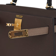 Load image into Gallery viewer, Special Order HSS Mini Kelly 20 Sellier Bag Ecorce Etoupe and Black with Gold Hardware