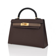 Load image into Gallery viewer, Special Order HSS Mini Kelly 20 Sellier Bag Ecorce Etoupe and Black with Gold Hardware