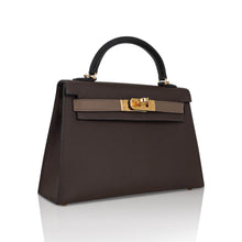 Load image into Gallery viewer, Special Order HSS Mini Kelly 20 Sellier Bag Ecorce Etoupe and Black with Gold Hardware