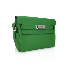 Kelly Messenger 25 Bag Vert Yucca Evercolor Leather with Palladium Hardware