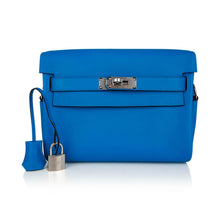 Load image into Gallery viewer, Kelly Messenger PM Blue Zanzibar Evercolor Leather with Palladium Hardware