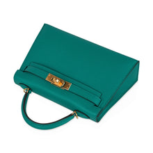Load image into Gallery viewer, Kelly 20 Mini Sellier Bag Jade Epsom Leather Gold Hardware New w/Box