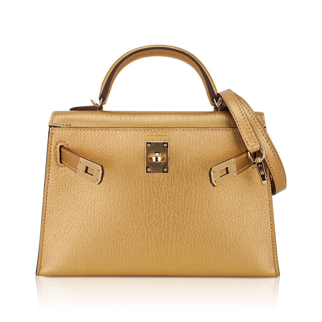 Kelly Sellier 20 Metallic Dore Chevre Chamkilight Permabrass Hardware
