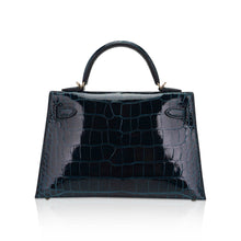 Load image into Gallery viewer, Limited Edition Verso Mini Kelly 20 Sellier Bag Vert Rousseau &amp; Blue Paon Alligator with Permabrass Hardware