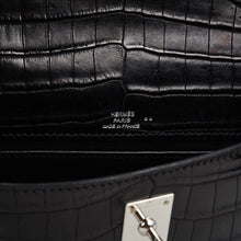 Load image into Gallery viewer, Kelly Pochette Bag Matte Black Crocodile Clutch Palladium