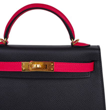 Load image into Gallery viewer, Kelly 20 Sellier Mini HSS Bag Black / Rose Extreme Epsom Gold Hardware