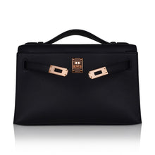 Load image into Gallery viewer, Kelly Pochette Bag Black Rose Gold Hardware Clutch