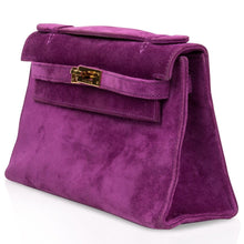 Load image into Gallery viewer, Kelly Pochette Doblis (Suede) Violet Purple Clutch Bag Gold