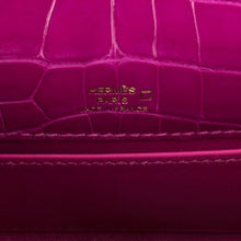 Load image into Gallery viewer, Kelly Pochette Clutch Bag Rose Scheherazade Pink Alligator Gold Hardware