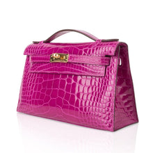 Load image into Gallery viewer, Kelly Pochette Clutch Bag Rose Scheherazade Pink Alligator Gold Hardware
