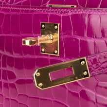 Load image into Gallery viewer, Kelly Pochette Clutch Bag Rose Scheherazade Pink Alligator Gold Hardware