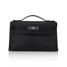 Load image into Gallery viewer, Kelly Pochette Clutch Bag Black Swift Leather with Palladium Hardware