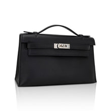 Load image into Gallery viewer, Kelly Pochette Clutch Bag Black Swift Leather with Palladium Hardware