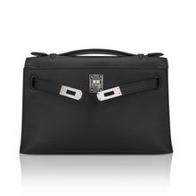 Load image into Gallery viewer, Kelly Pochette Clutch Bag Black Swift Leather with Palladium Hardware