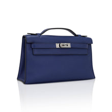Load image into Gallery viewer, Kelly Pochette Clutch Bag Blue Sapphire Swift Leather with Palladium Hardware