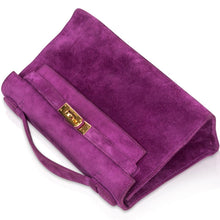 Load image into Gallery viewer, Kelly Pochette Doblis (Suede) Violet Purple Clutch Bag Gold