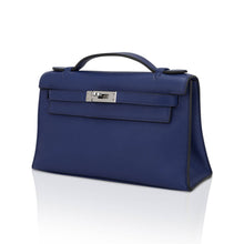 Load image into Gallery viewer, Kelly Pochette Clutch Bag Blue Sapphire Swift Leather with Palladium Hardware