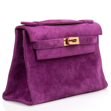 Load image into Gallery viewer, Kelly Pochette Doblis (Suede) Violet Purple Clutch Bag Gold