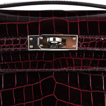 Load image into Gallery viewer, Kelly Pochette Clutch Bag Bordeaux Crocodile Jewel Toned Palladium