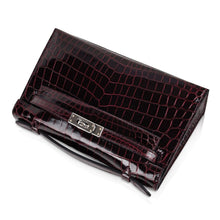 Load image into Gallery viewer, Kelly Pochette Clutch Bag Bordeaux Crocodile Jewel Toned Palladium