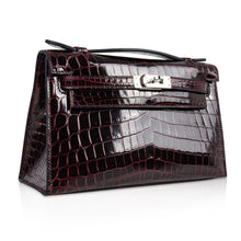 Load image into Gallery viewer, Kelly Pochette Clutch Bag Bordeaux Crocodile Jewel Toned Palladium