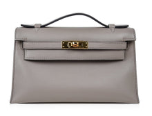 Load image into Gallery viewer, Kelly Pochette Gris Asphalte Swift Gold Hardware