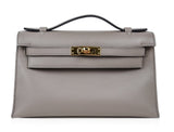 Kelly Pochette Gris Asphalte Swift Gold Hardware