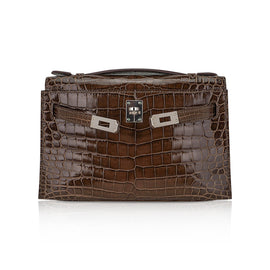 Kelly Pochette Clutch Gris Elephant Crocodile Bag