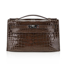 Load image into Gallery viewer, Kelly Pochette Clutch Gris Elephant Crocodile Bag