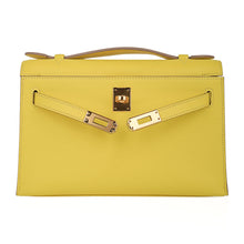 Load image into Gallery viewer, Kelly Pochette Bag Lime Clutch Gold Hardware Swift Leather