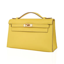 Load image into Gallery viewer, Kelly Pochette Bag Lime Clutch Gold Hardware Swift Leather