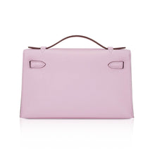 Load image into Gallery viewer, Kelly Pochette Clutch Bag Mauve Sylvestre Swift Leather with Rose Gold Hardware