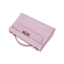 Load image into Gallery viewer, Kelly Pochette Clutch Bag Mauve Sylvestre Swift Leather with Rose Gold Hardware