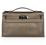 Kelly Pochette Metallic Bronze Clutch Bag Chevre Palladium