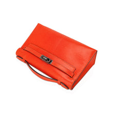 Load image into Gallery viewer, Kelly Pochette Clutch Bag Tangerine Lizard with Ruthinium Hardware