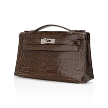 Load image into Gallery viewer, Kelly Pochette Clutch Gris Elephant Crocodile Bag