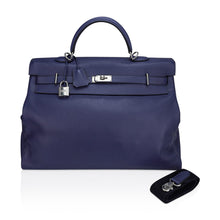 Load image into Gallery viewer, Kelly 50 Voyage Blue De Malte Bag Palladium Hardware Novillo Leather Limited Edition