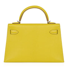 Load image into Gallery viewer, Kelly 20 Mini Sellier Bag Lime Chevre Leather Palladium New w/Box